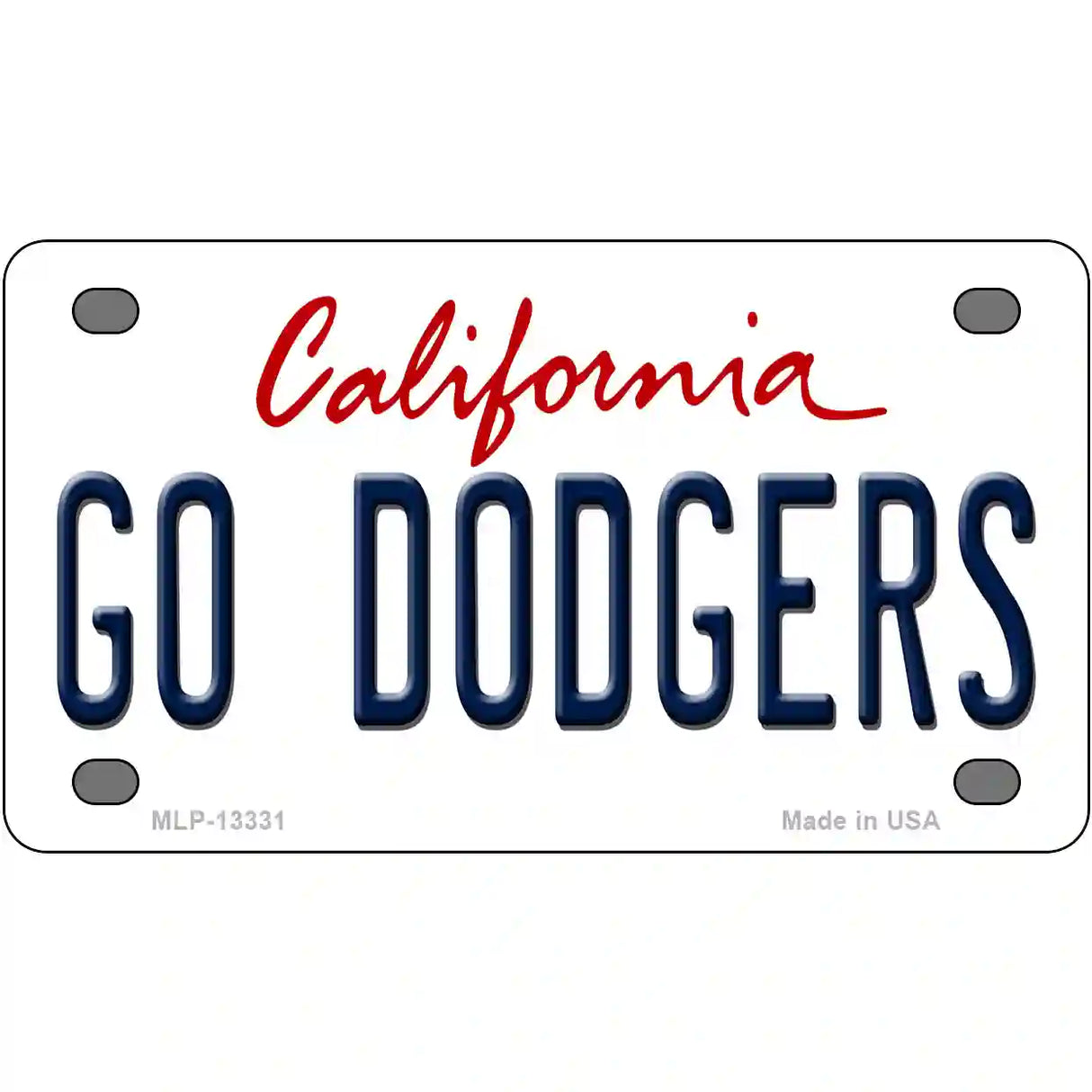 Go Dodgers Novelty Metal License Plate Tag 4" x 2.2" (MLP)