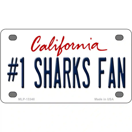 Number 1 Sharks Fan Novelty Metal License Plate Tag 4" x 2.2" (MLP)