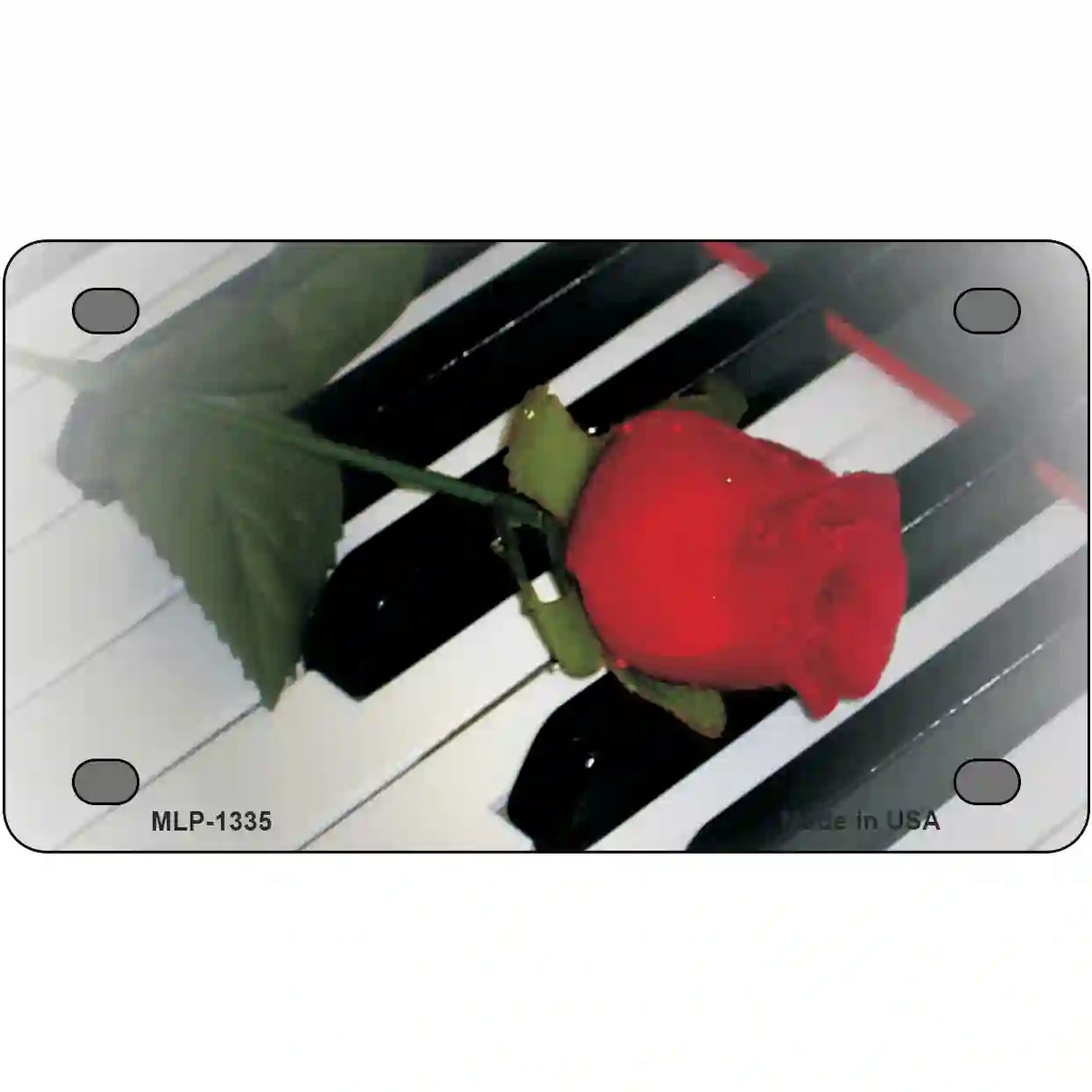 Piano Key Red Rose Novelty Metal License Plate 4" x 2.2" (MLP)