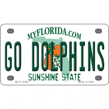 Go Dolphins Novelty Metal License Plate Tag 4" x 2.2" (MLP)