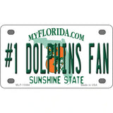 Number 1 Dolphins Fan Novelty Metal License Plate Tag 4" x 2.2" (MLP)