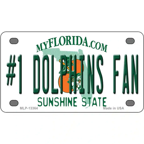 Number 1 Dolphins Fan Novelty Metal License Plate Tag 4" x 2.2" (MLP)