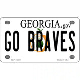 Go Braves Novelty Metal License Plate Tag 4" x 2.2" (MLP)