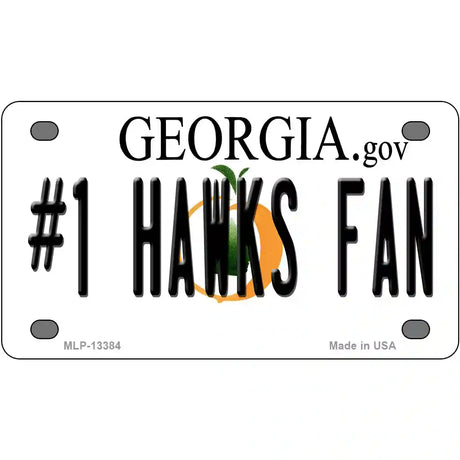 Number 1 Hawks Fan Georgia Novelty Metal License Plate Tag 4" x 2.2" (MLP)