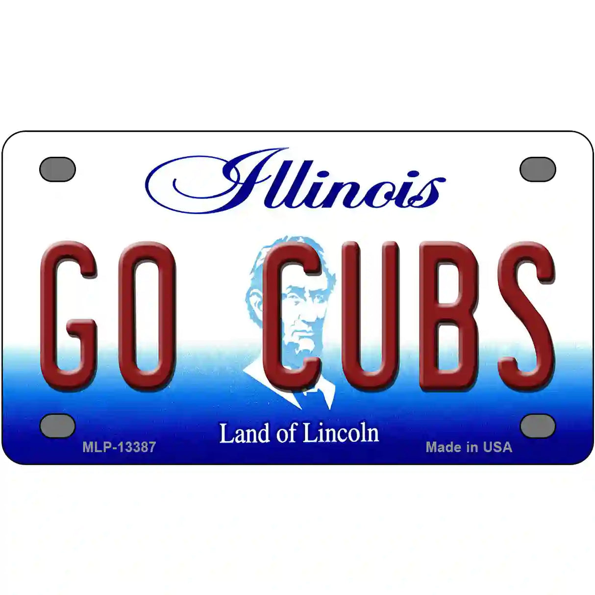 Go Cubs Novelty Metal License Plate Tag 4" x 2.2" (MLP)