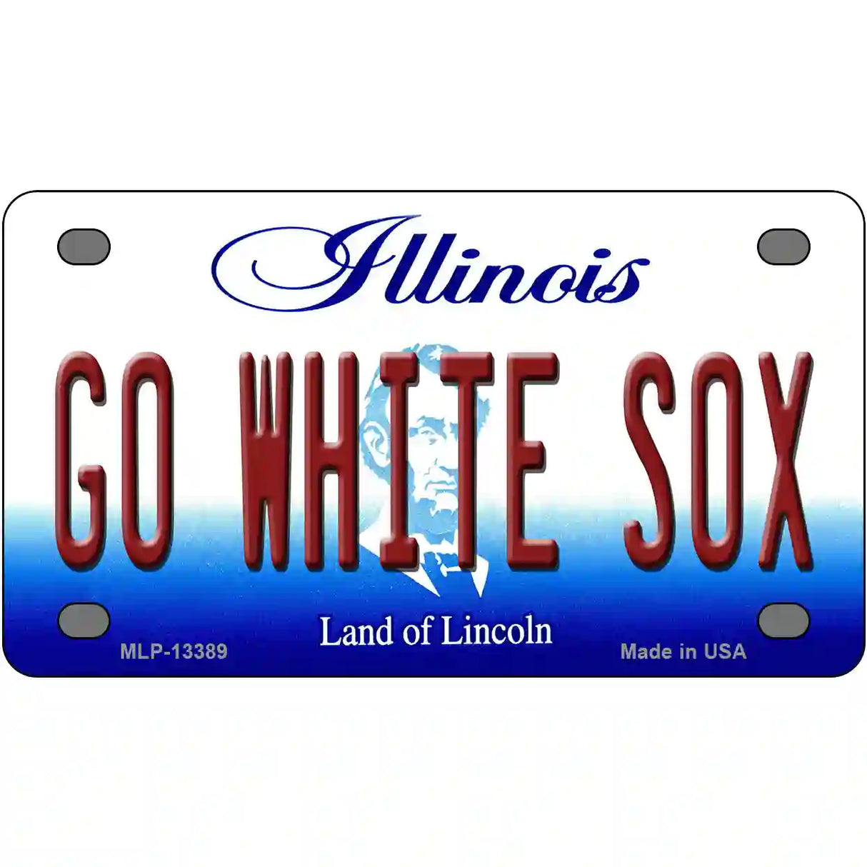 Go White Sox Novelty Metal License Plate Tag 4" x 2.2" (MLP)