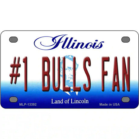 Number 1 Bulls Fan Novelty Metal License Plate Tag 4" x 2.2" (MLP)