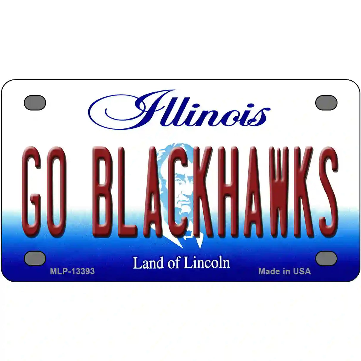 Go Blackhawks Novelty Metal License Plate Tag 4" x 2.2" (MLP)