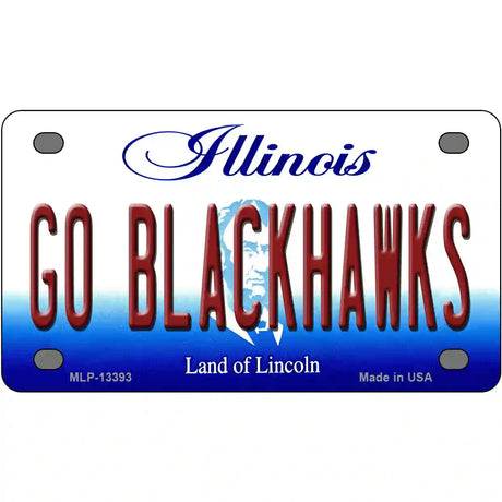 Go Blackhawks Novelty Metal License Plate Tag 4" x 2.2" (MLP)