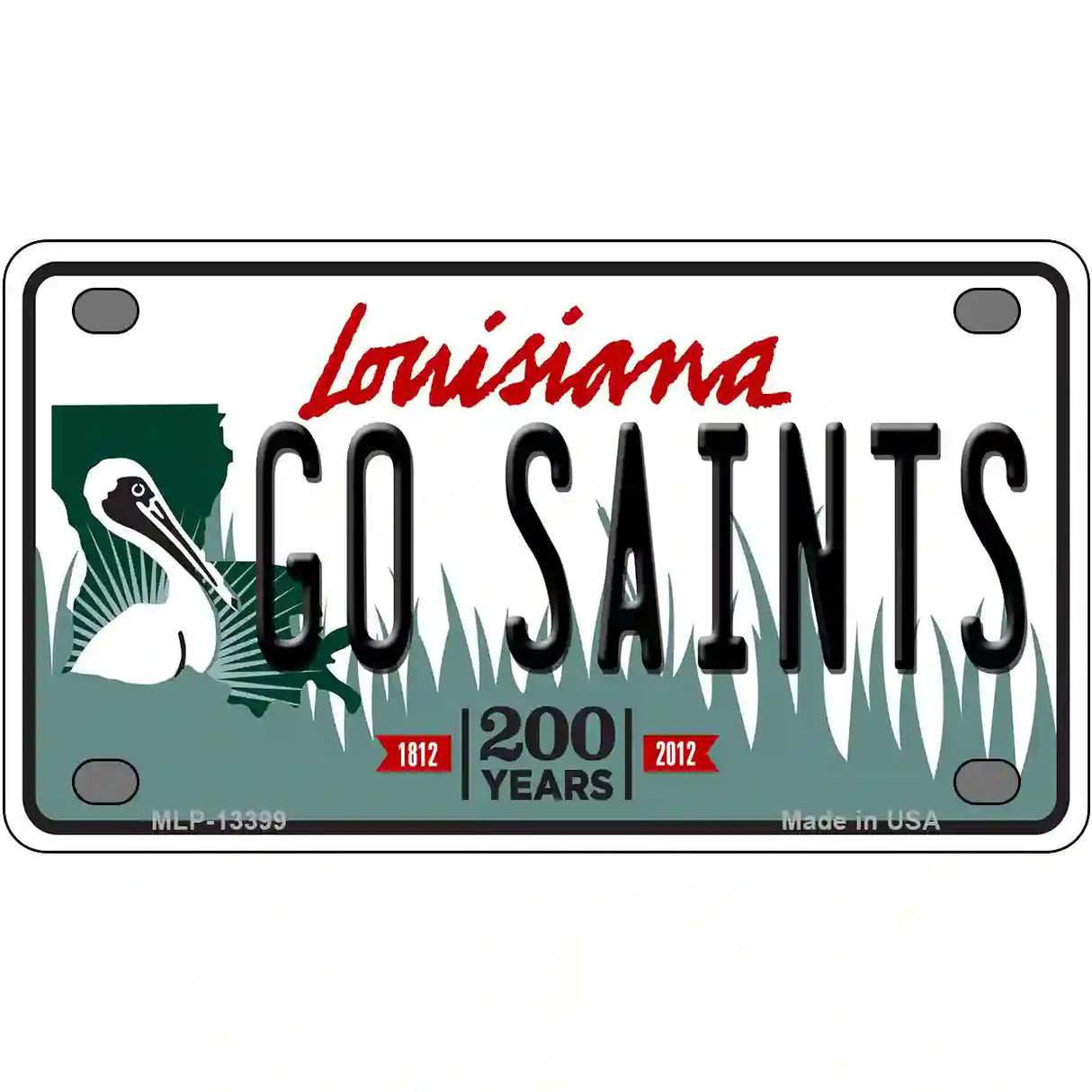 Go Saints Novelty Metal License Plate Tag 4" x 2.2" (MLP)