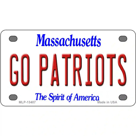 Go Patriots Novelty Metal License Plate Tag 4" x 2.2" (MLP)