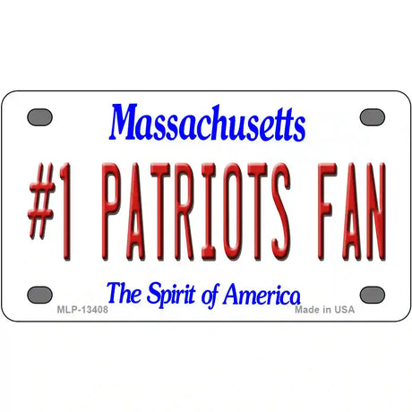 Number 1 Patriots Fan Novelty Metal License Plate Tag 4" x 2.2" (MLP)