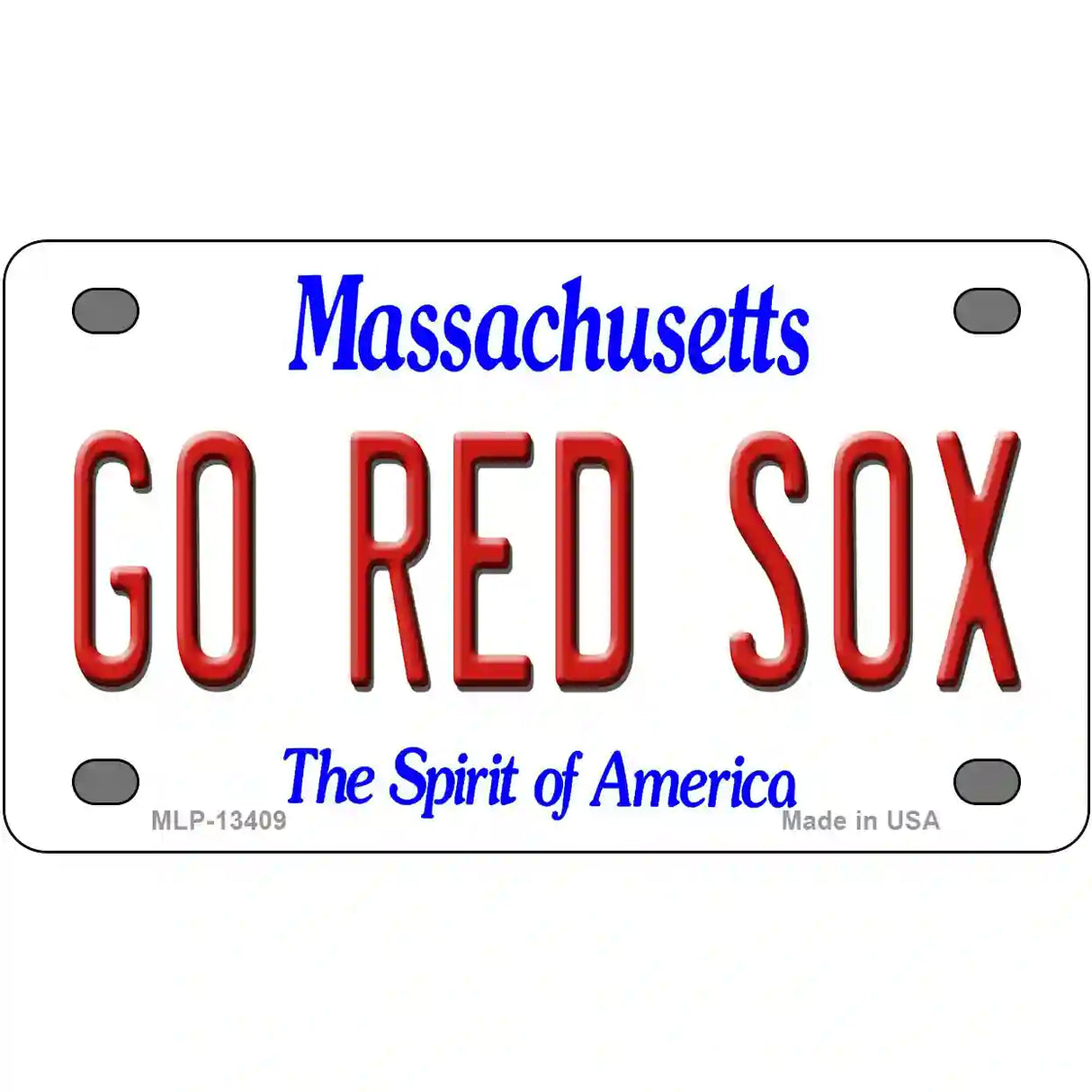 Go Red Sox Novelty Metal License Plate Tag 4" x 2.2" (MLP)