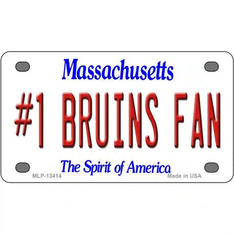 Number 1 Bruins Fan Novelty Metal License Plate Tag 4" x 2.2" (MLP)