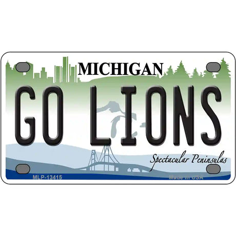 Go Lions Novelty Metal License Plate Tag 4" x 2.2" (MLP)