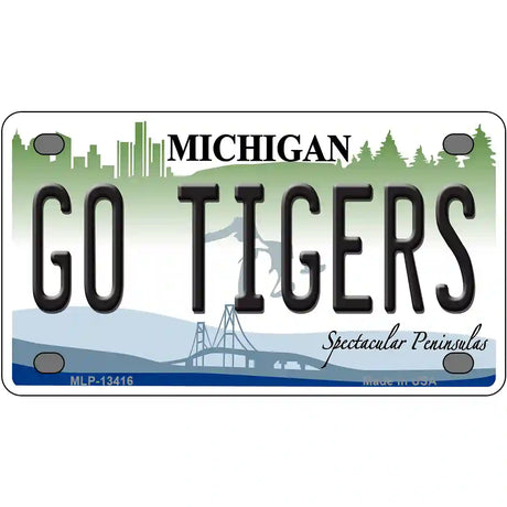 Go Tigers Novelty Metal License Plate Tag 4" x 2.2" (MLP)