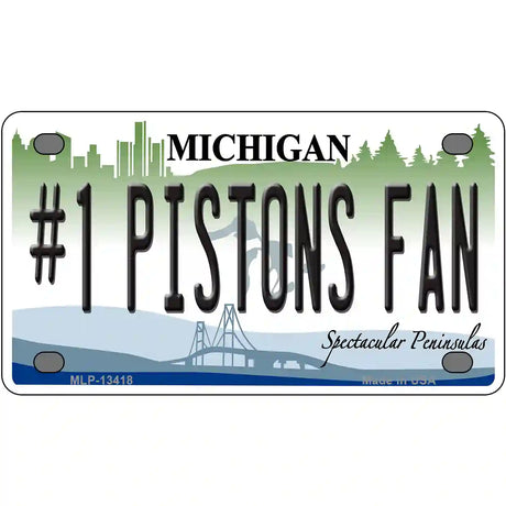 Number 1 Pistons Fan Novelty Metal License Plate Tag 4" x 2.2" (MLP)