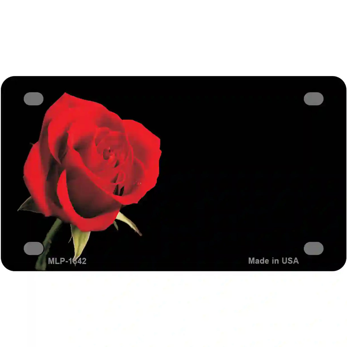 Rose Offset Novelty Metal License Plate 4" x 2.2" (MLP)