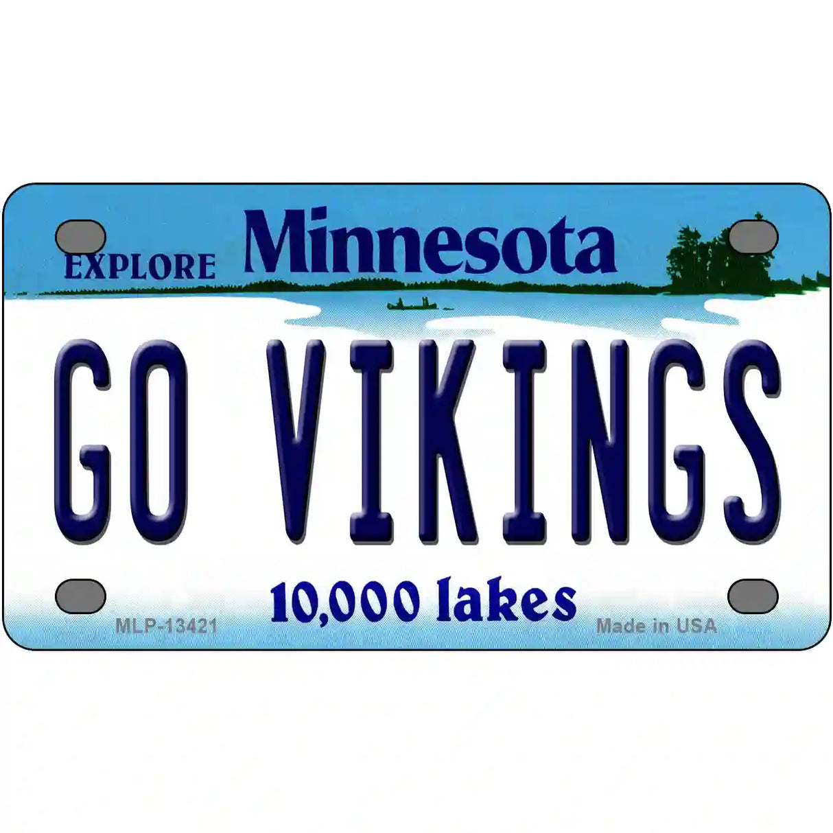 Go Vikings Novelty Metal License Plate Tag 4" x 2.2" (MLP)