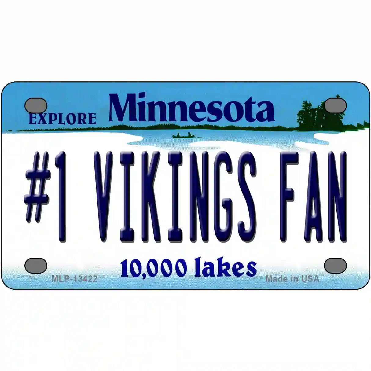 Number 1 Vikings Fan Novelty Metal License Plate Tag 4" x 2.2" (MLP)