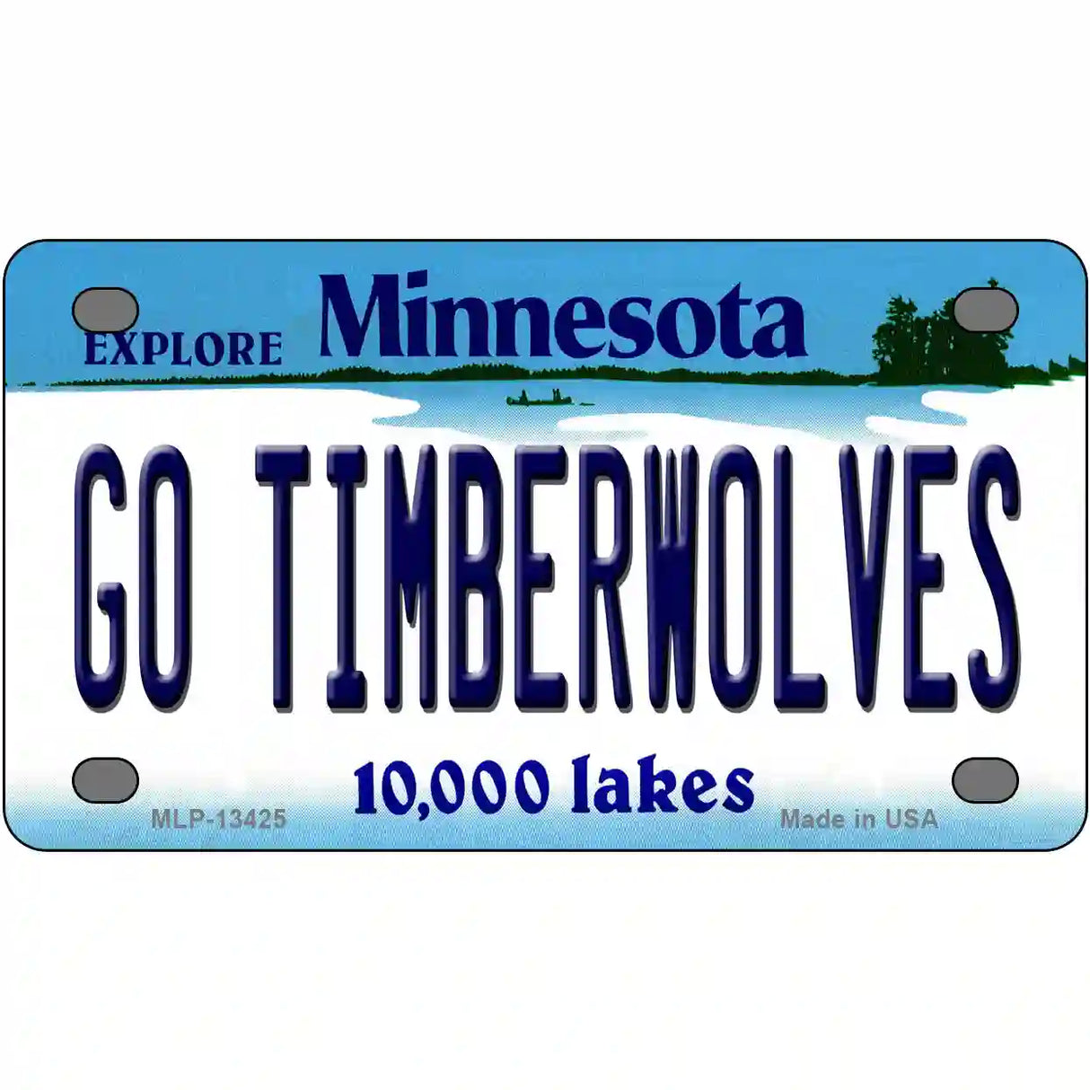 Go Timberwolves Novelty Metal License Plate Tag 4" x 2.2" (MLP)