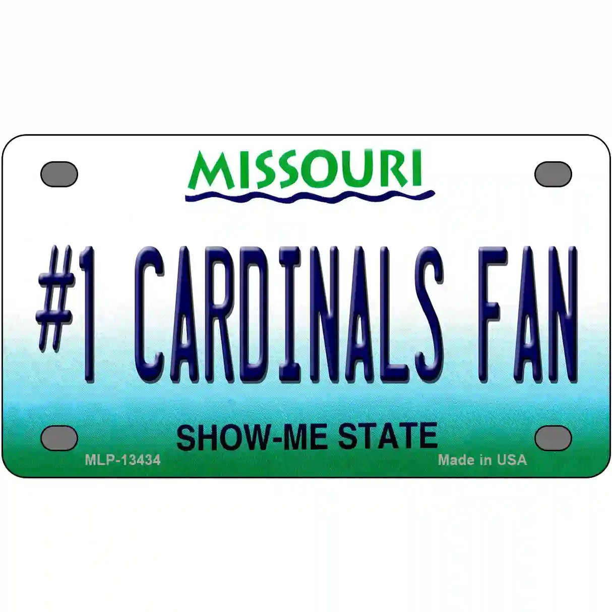 Number 1 Cardinals Fan Baseball Novelty Metal License Plate Tag 4" x 2.2" (MLP)