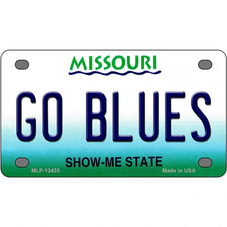 Go Blues Novelty Metal License Plate Tag 4" x 2.2" (MLP)