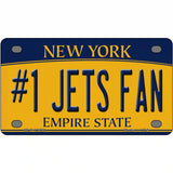 Numbers 1 Jets Fan Novelty Metal License Plate Tag 4" x 2.2" (MLP)