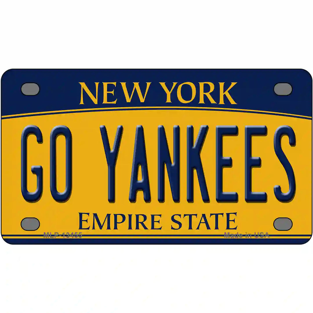 Go Yankees Novelty Metal License Plate Tag 4" x 2.2" (MLP)