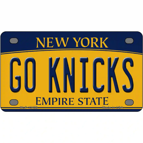 Go Knicks Novelty Metal License Plate Tag 4" x 2.2" (MLP)