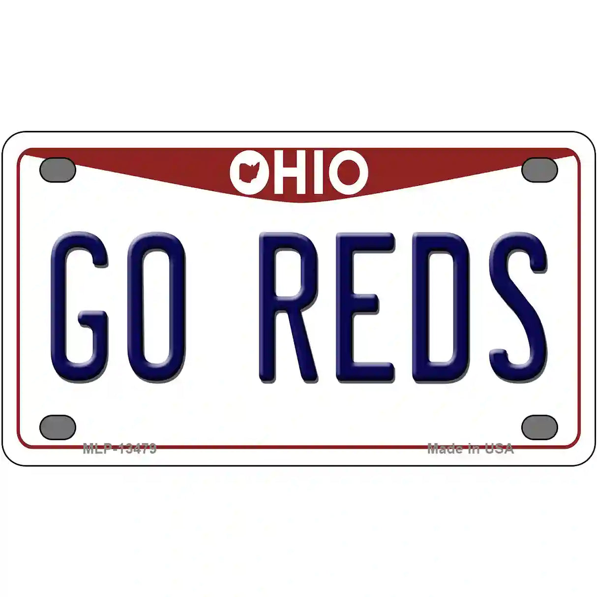 Go Reds Novelty Metal License Plate Tag 4" x 2.2" (MLP)