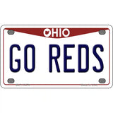 Go Reds Novelty Metal License Plate Tag 4" x 2.2" (MLP)