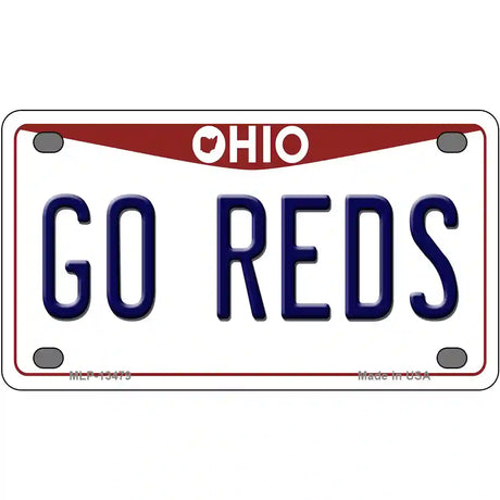 Go Reds Novelty Metal License Plate Tag 4" x 2.2" (MLP)