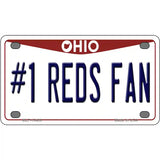 Number 1 Reds Fan Novelty Metal License Plate Tag 4" x 2.2" (MLP)