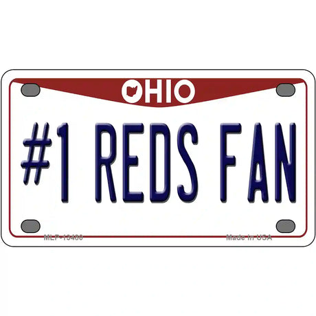 Number 1 Reds Fan Novelty Metal License Plate Tag 4" x 2.2" (MLP)