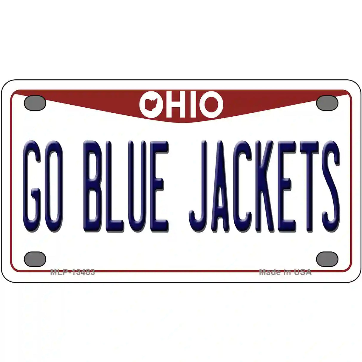 Go Blue Jackets Novelty Metal License Plate Tag 4" x 2.2" (MLP)