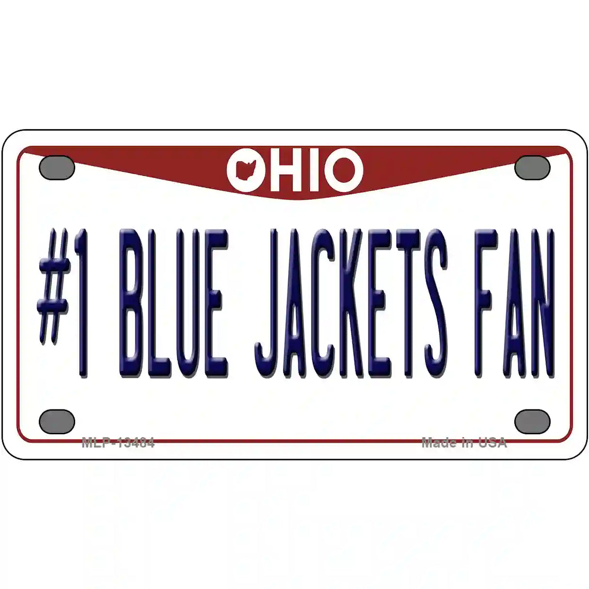 Number 1 Blue Jackets Fan Novelty Metal License Plate Tag 4" x 2.2" (MLP)