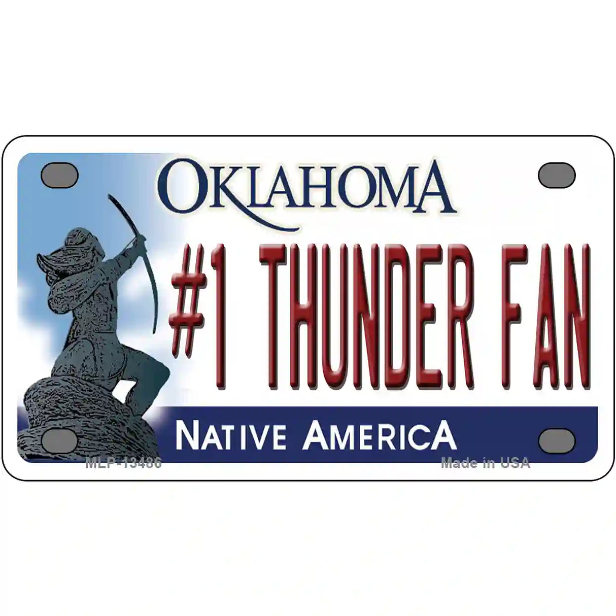 Number 1 Thunder Fan Novelty Metal License Plate Tag 4" x 2.2" (MLP)