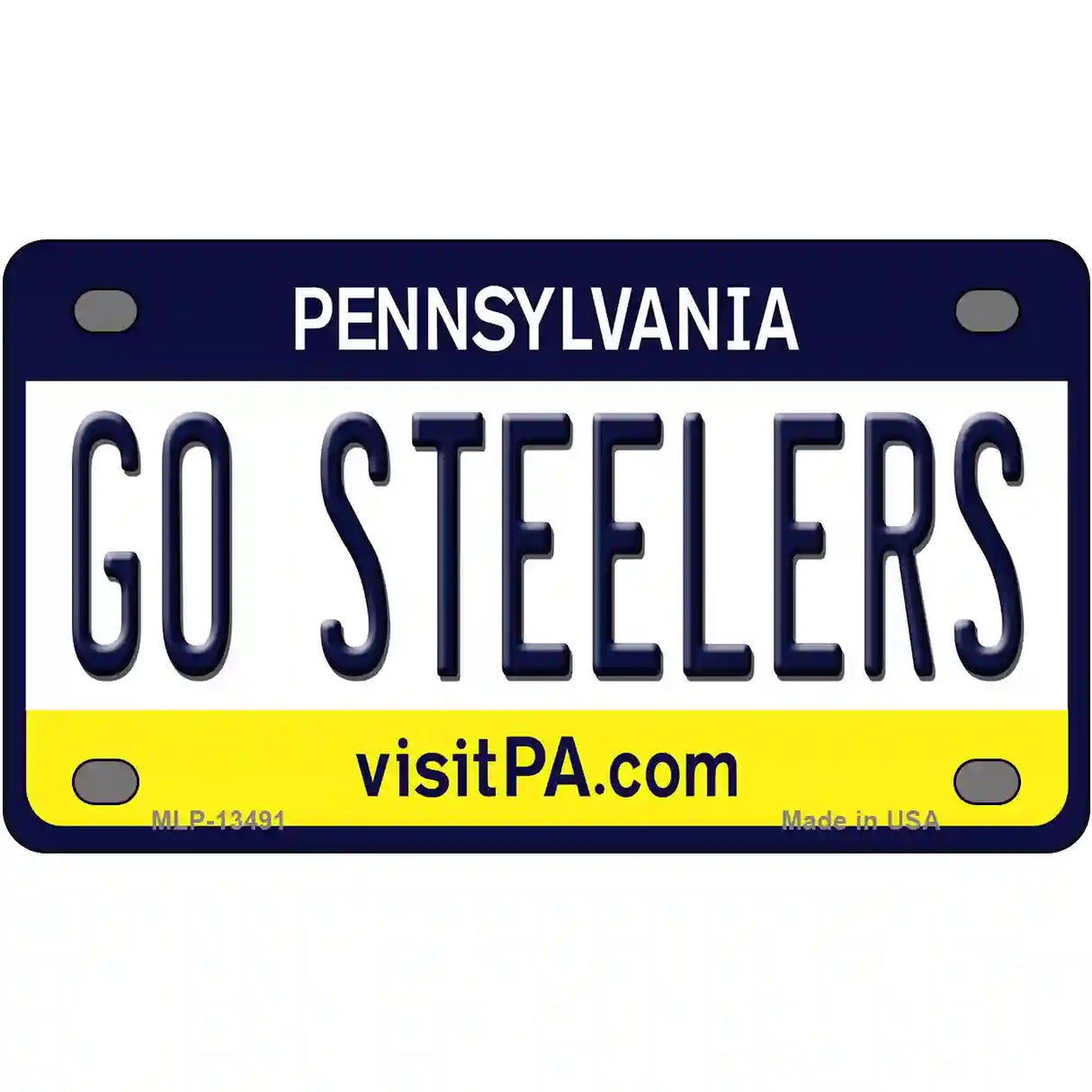 Go Steelers Novelty Metal License Plate Tag 4" x 2.2" (MLP)