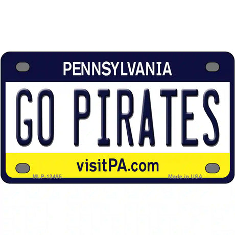 Go Pirates Novelty Metal License Plate Tag 4" x 2.2" (MLP)