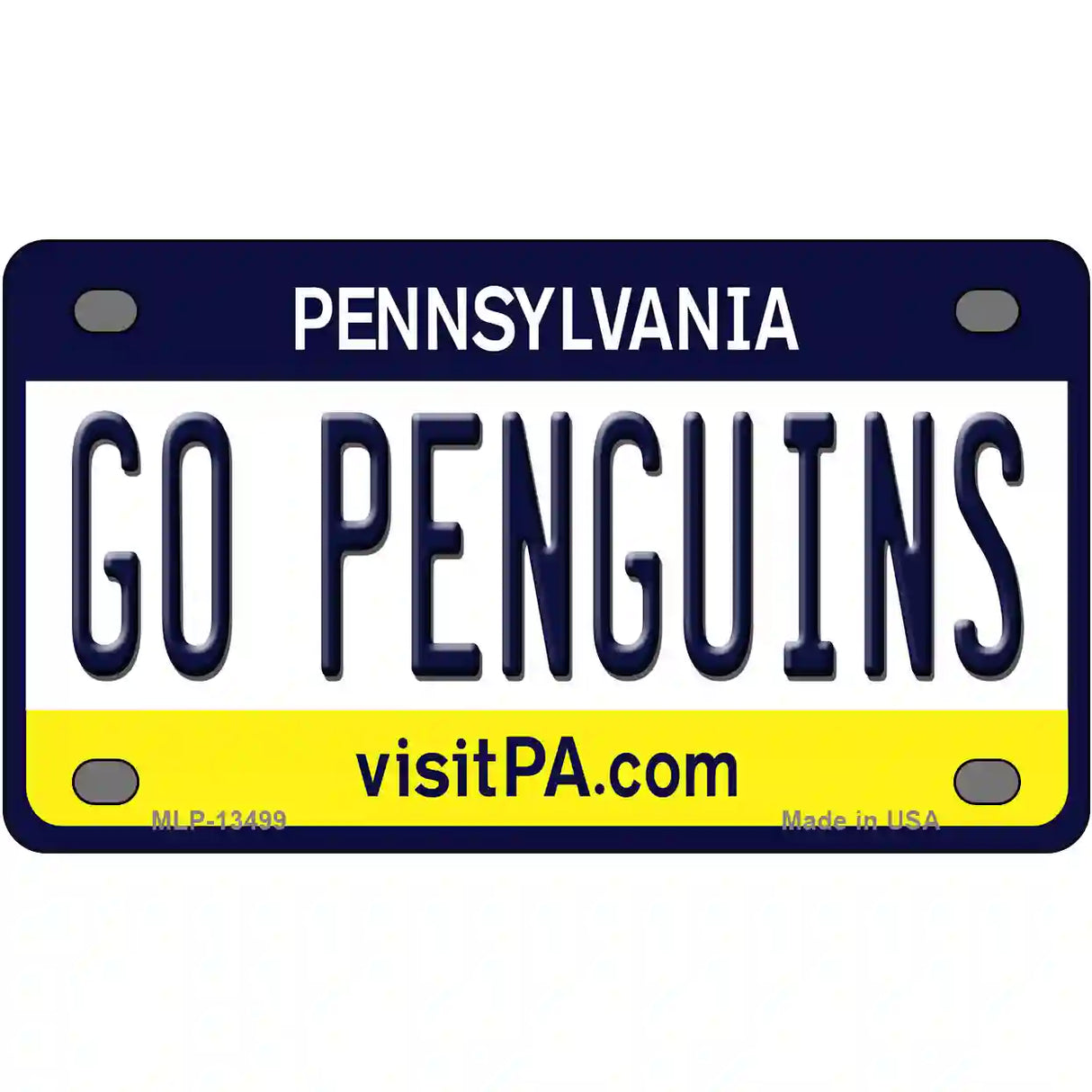 Go Penguins Novelty Metal License Plate Tag 4" x 2.2" (MLP)