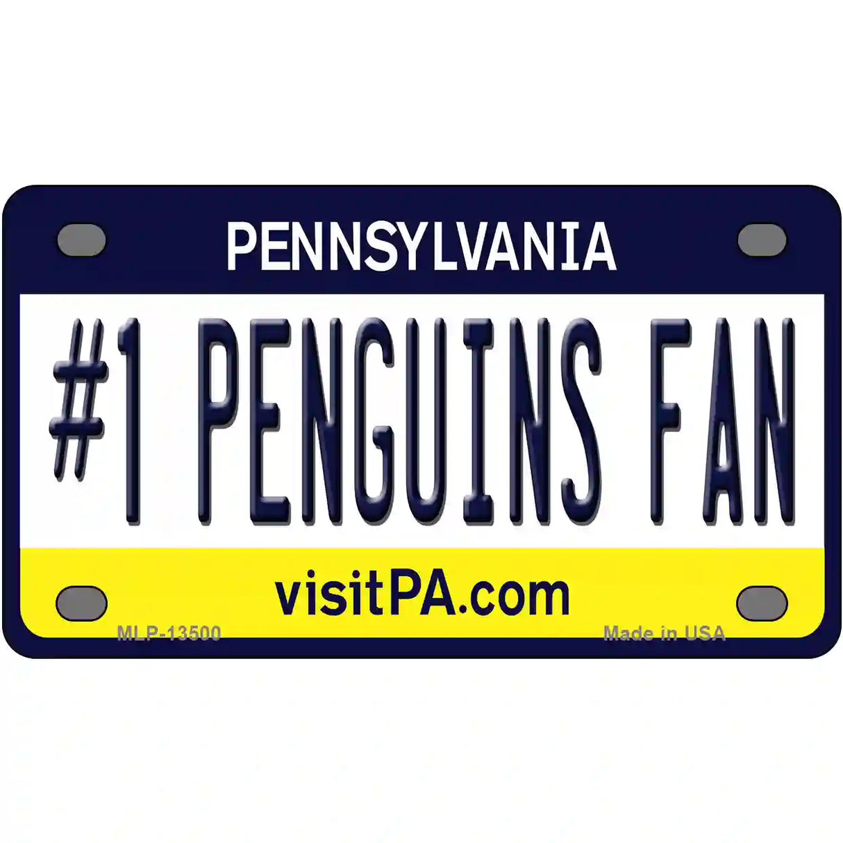 Number 1 Penguins Fan Novelty Metal License Plate Tag 4" x 2.2" (MLP)