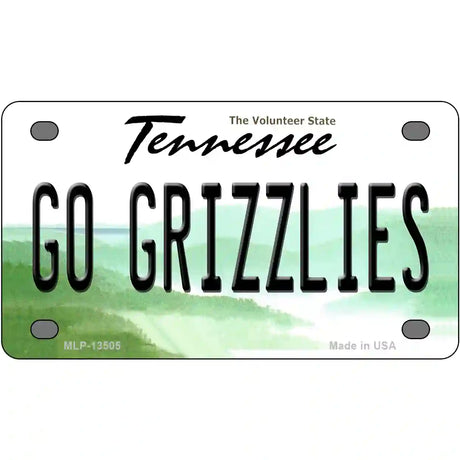 Go Grizzlies Novelty Metal License Plate Tag 4" x 2.2" (MLP)