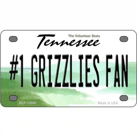 Number 1 Grizzlies Fan Novelty Metal License Plate Tag 4" x 2.2" (MLP)