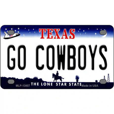 Go Cowboys Novelty Metal License Plate Tag 4" x 2.2" (MLP)