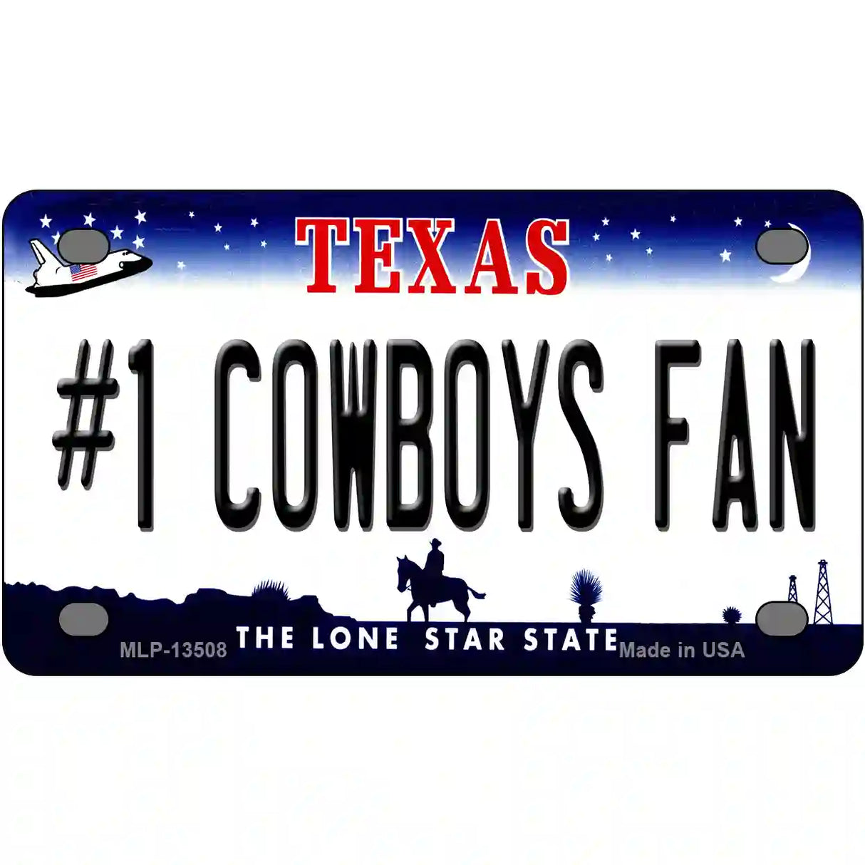 Number 1 Cowboys Fan Novelty Metal License Plate Tag 4" x 2.2" (MLP)