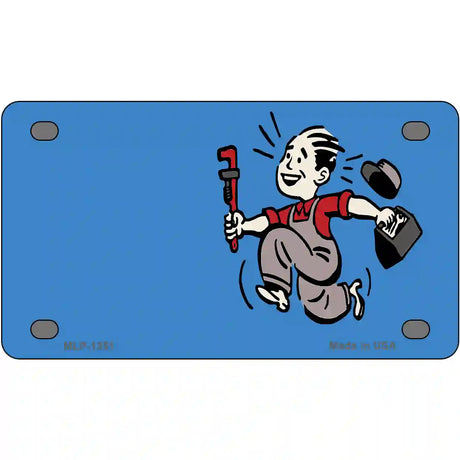 Plumber Offset Novelty Metal License Plate 4" x 2.2" (MLP)