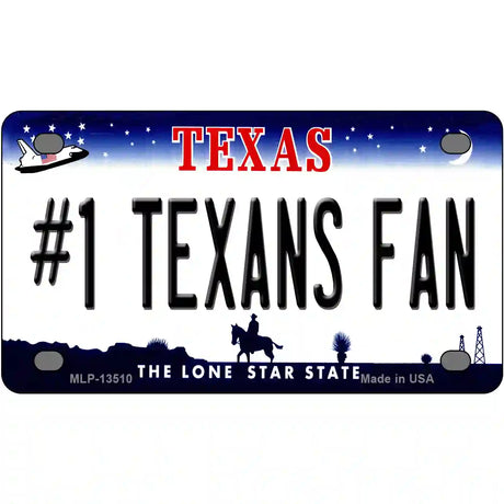 Number 1 Texans Fan Novelty Metal License Plate Tag 4" x 2.2" (MLP)