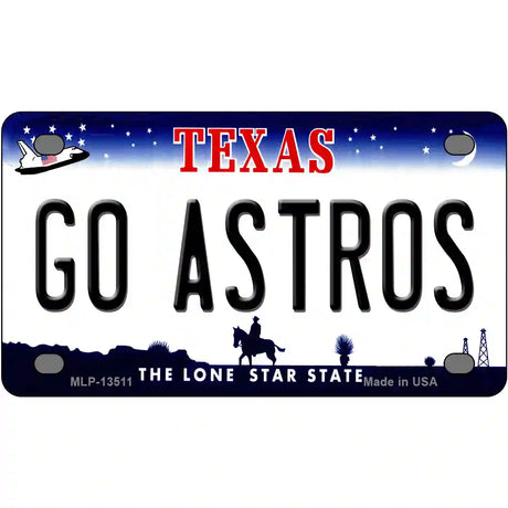 Go Astros Novelty Metal License Plate Tag 4" x 2.2" (MLP)