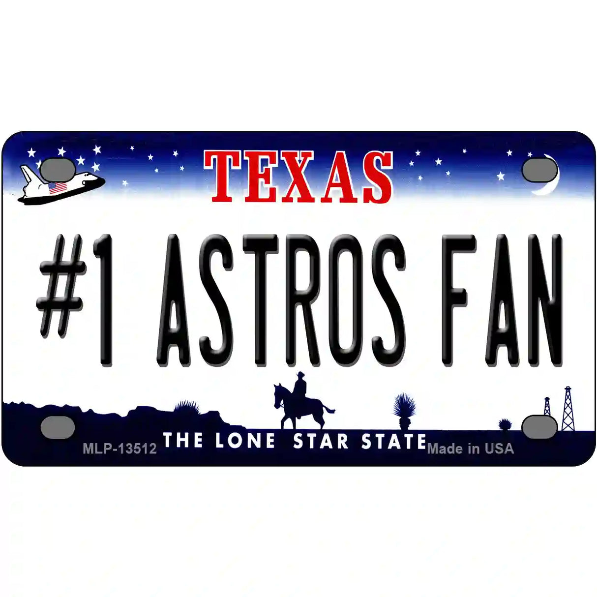 Number 1 Astros Fan Novelty Metal License Plate Tag 4" x 2.2" (MLP)